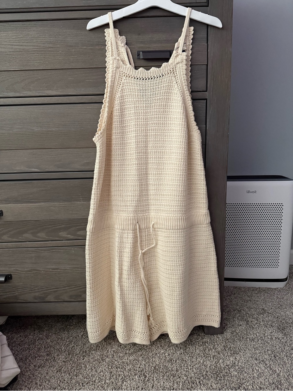 Universal Thread Cream Crochet Knit Romper